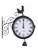 Outdoor Wrought Iron Garden Clock Innovative Fashion Double-Sided Wall Metal Clock with Cockerel Bell