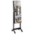 Full Mirror Wooden Floor Standing 4-Layer Shelf With Inner Mirror Adjustable Full Body Dressing Mirror Jewelry Cabinet