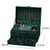 New 3-layers Women Green Stud Jewelry Box Organizer For Ring, Necklace And Makeup Holder with Lock 