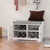 White Shoe Rack Bench With 2 Doors & Padded Seat Cushion in Grey Cabinet Shoe Entryway Bench With Shoe Organize
