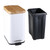 Step Trash Can Garbage Rubbish Bin with Bamboo Lid Waste Container Organizer Bathroom Kitchen Living Room Office Decoration