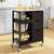 Small Solid Wood Top Kitchen Island Cart on Wheels with Storage, Rolling Portable Dining Room Serving Utility Carts