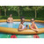 Round Inflatable Outdoor Swimming Pool Set with Built-In Palm Tree Sprinkler for Outdoor 