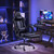Gaming Chair with Footrest and Massage Lumbar Support, Video Racing Seat Height Adjustable with 360°Swivel and Headrest，Black