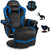 Gaming Recliner Massage Gaming Chair with Footrest Ergonomic PU Leather Single Sofa with Cup Holder Headrest and Side Pouch,