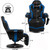 Gaming Recliner Massage Gaming Chair with Footrest Ergonomic PU Leather Single Sofa with Cup Holder Headrest and Side Pouch,