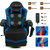 Gaming Recliner Massage Gaming Chair with Footrest Ergonomic PU Leather Single Sofa with Cup Holder Headrest and Side Pouch,