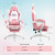 Dowinx Gaming Chair Cute with Cat Ears and Massage Lumbar Support, Ergonomic Computer Chair for Girl with Footrest and Headrest