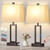 Touch Control Table Lamps Set of 2, Modern Brown Bedside Lamps with USB A+C Ports & AC Outlet