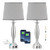 3 Way Dimmable Nightstand Lamps with USB Port, Brushed Nickel Table Lamp for Living Room, Set of 2