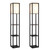 LF1014-BLK-2PK Three Shelf Etagere Organizer Storage Floor Lamp 2 Pack Set with White Linen Shade