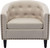 Modern Upholstered Accent Armchair Soft Linen Fabric Barrel Club Chairs for Living Room Comfy Single Sofa 