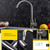 DQOK Black Kitchen Faucets Stainless Steel Kitchen Mixer Single Handle Single Hole Kitchen Faucet 
