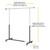 Adjustable Rolling Expandable Garment Rack, Metal, Black and Chrome, for Hanging Clothes, 