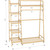 Bamboo Clothing Garment Rack, Free Standing Clothes Coat Hanger, Closet Organizer w/Shoe Rack, Multi-tiered 