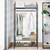 Metal Clothes Hanging Rail Garment Shoe Rack with Shelves and Hanging Rod