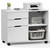 File Cabinet 3 Drawer - Printer Stand Lateral Mobile Under Desk Organizer Wooden with Wheels Adjustable