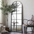 65"x22" Standing Mirror，Floor Full Length Mirror, Black Arched-Top, Large Window Pane Mirror, Wall Mounted Mirror