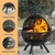 35 Inch Wood Burning Fire Pit, Outdoor Fire Pit and Fireplace with Spark Screen, Barbecue Grill, and Detachable Ash Tray