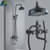 Rainfall Shower Mixer Faucet Dual Handle Bath Shower Set Black Brass 8" Showerhead Shower Faucet System with Hand shower