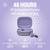 True wireless noise-cancelling closed-stick earbuds, 48Hrs total playback, Wireless Charging (Purple)