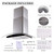 Range Hood 30 Inch, Tieasy Wall Mount Kitchen Hood with Ducted/Ductless Convertible Duct, Stainless Steel Chimney and Baffle Filters, Touch Control Fan Timer, LED Lights, 3 Speed Fan