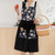 Vintage Pinafore Apron Dress for Women with Pockets Cute Floral Chef Aprons for Kitchen Cooking Baking Gardening (Black)
