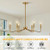 Gold Farmhouse Chandeliers for Dining Room, 6-Light Modern Chandelier Light Fixture, Brushed Brass Industrial Candle Lighting Hanging Ceiling for Living Room Bar Kitchen Island Lights