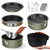 Odoland 10pcs Camping Cookware Non-Stick Camping Pot and Pan Set with Plate Bowl Fork Knife Spoon for Backpacking, Hiking, Outdoor Cooking and Picnic