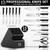 KnifeSaga Knife Set, 15 Pcs Kitchen Knife Block Set, Enduring Razor-Sharp Japanese High Carbon Stainless Steel Chef Knife Set with Block and Sharpener, Premium Black Knives Set for Kitchen