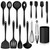 Silicone Cooking Utensil Set, Homikit 15pcs Kitchen Utensils with Holder for Nonstick Cookware, Heat Resistant Nontoxic Silicone Spatula Set Dishwasher Safe Kitchen Tools for Baking-Black