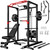 JELENS Power Cage, 2000LBS Multi-Function S11 Power Rack with LAT Pulldown, Squat Rack with More Training Attachments, Weight Workout Machine for Home Gym (230LB Black Weights Package)