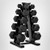 CAP 150 LB Rubber Coated Hex Dumbbell Hand Weight Set with Vertical Storage Rack | Black Handle
