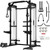 Mikolo Power Cage, 2000LB Power Rack with Independent Dual Pulley System, Multi-Function Home Gym Workout Machine for Cable Crossover (Black,Aluminum Pulleys)