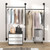 Heavy Duty Industrial Pipe Clothes Rack Wall Mounted Black Iron Garment Bar Closet