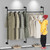 Heavy Duty Industrial Pipe Clothes Rack Wall Mounted Black Iron Garment Bar Closet
