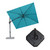 PURPLE LEAF 8.8' X 8.8' Right-left Tilt Patio Umbrella with Base Outdoor Cantilever Swivel Square Umbrella with Tilt Aluminum Offset Umbrella with 360-degree Rotation for Garden Deck Pool Patio Turquoise Blue