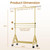 JIEJIERUI Heavy Duty Clothes Rack for Hanging Clothes, Double Rods Clothing Rack with Lockable Wheels, Rolling Garment Racks with Shelf, Easy to Assemble, Gold