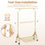 JIEJIERUI Heavy Duty Clothes Rack for Hanging Clothes, Double Rods Clothing Rack with Lockable Wheels, Rolling Garment Racks with Shelf, Easy to Assemble, Gold