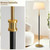 ZenGlimmer Modern Mid Century Floor Lamp with Soft Linen Shade, 63” Tall Black & Brass Standing Lamp, Weighted Base, Warm Ambient Light for Living Room, Bedroom & Reading Corners (Black & Gold)