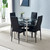 Dining Table Chairs Set Include 1 2-Layer Square Tempered Glass Dining Table + 4 Elegant High Backrest Dining Chairs 