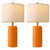 PoKat 23" Orange Table Lamps Decor for Living Room Set of 2, Modern Living Room Lamps for End Table, Ceramic Table Lamps for Bedroom, Contemporary Nightstand Lamps for Home Bedroom Decor