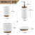 Ceramic and Wood Bathroom Accessory Set Soap Dispenser Toothbrush Holder Tumbler Soap Dish