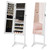 SONGMICS Mirror Jewelry Cabinet Armoire, Standing Full-Length Mirror, Lockable Jewelry Organizer, Gift Idea, White Surface and Black Lining UJJC69WT