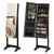 SONGMICS Jewelry Cabinet Armoire, Freestanding Lockable Storage Organizer Unit with 2 Plastic Cosmetic Storage, Full-Length Frameless Mirror, for Necklace Earring, Black UJJC002B01