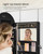 SONGMICS Wide Jewelry Organizer, LED Jewelry Cabinet Wall/Door Mounted, Arched Mirror with Storage, Lockable, Rounded Corner, Interior Mirror, 3.9 x 16.5 x 42.5 Inches, Ink Black UJJC020B01