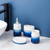 Bathroom Accessories Set, 4-Piece Blue Ceramic Bathroom Decorations Accessories Set,Contain Toothbrush Cup,Soap Dispenser