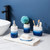Bathroom Accessories Set, 4-Piece Blue Ceramic Bathroom Decorations Accessories Set,Contain Toothbrush Cup,Soap Dispenser