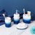 Bathroom Accessories Set, 4-Piece Blue Ceramic Bathroom Decorations Accessories Set,Contain Toothbrush Cup,Soap Dispenser
