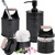Bathroom Accessories Set Black Farmhouse Soap Dispenser, Matte Black Toothbrush Holder